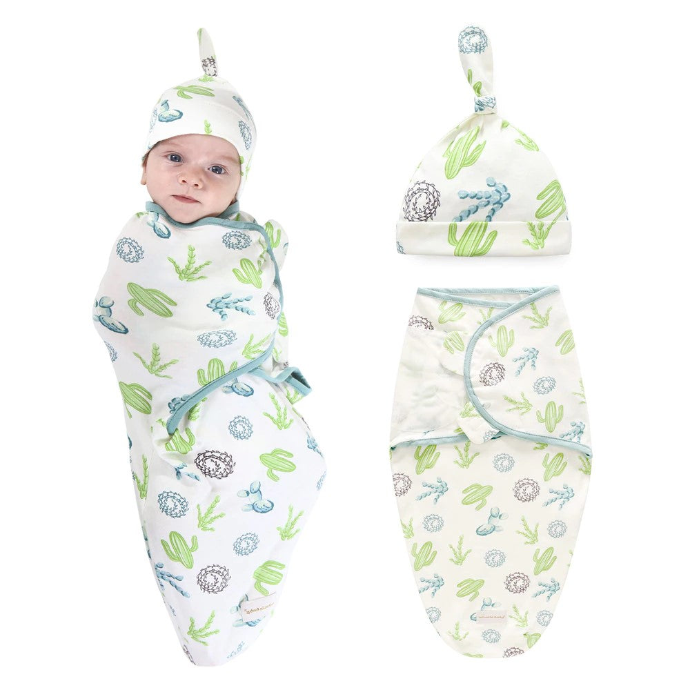 Newborn Swaddle Wrap with Beanie for 0-3 Months